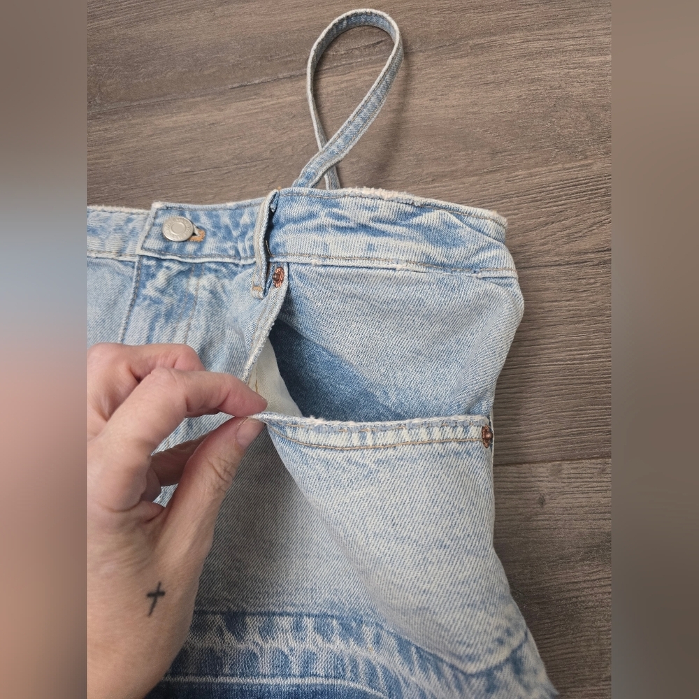 Zara Cropped Spahgetti Strap Denim Top Womens Size Small - Picture 10 of 10